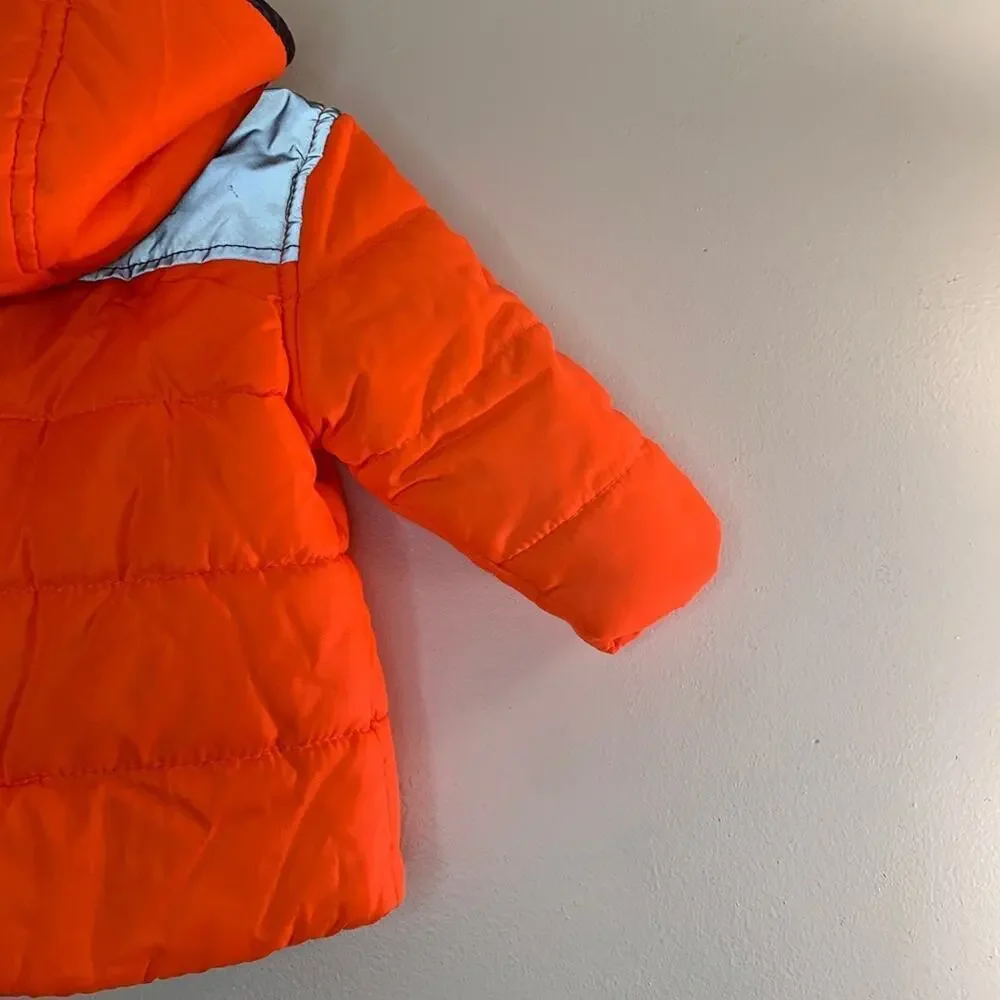 CARTER’S Boy’s Neon Orange and Reflective Shoulders Hooded Coat / Size: 18 Mos